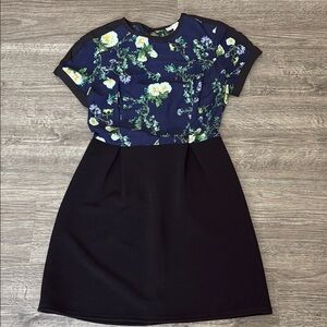 Blue and Black‎ A-Line Dress with Short Sleeves